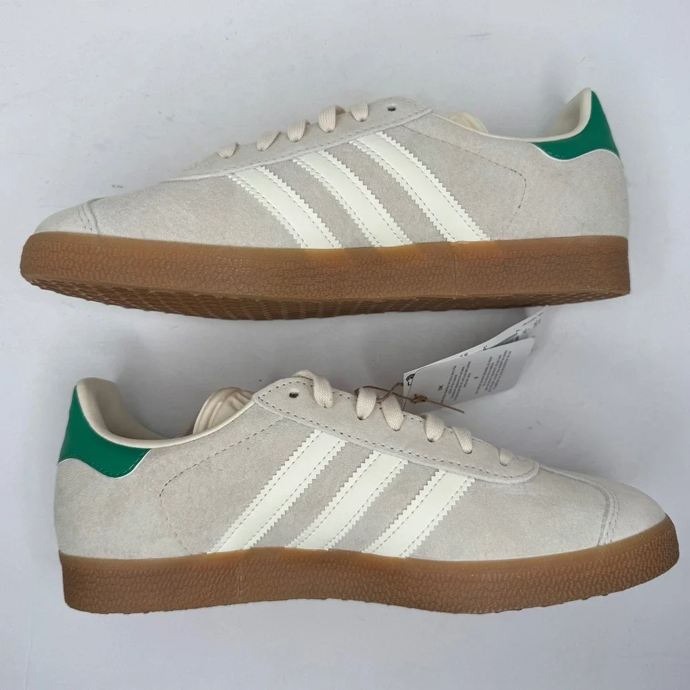 Adidas Gazelle W Womens 8 Wonder White Green IF3235 Suede Gum Sole Sneakers - Picture 3 of 13